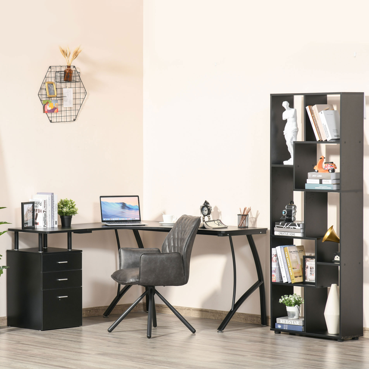 Modular L-Shaped Corner Workstation with Integrated 3-Drawer Storage - Image 2