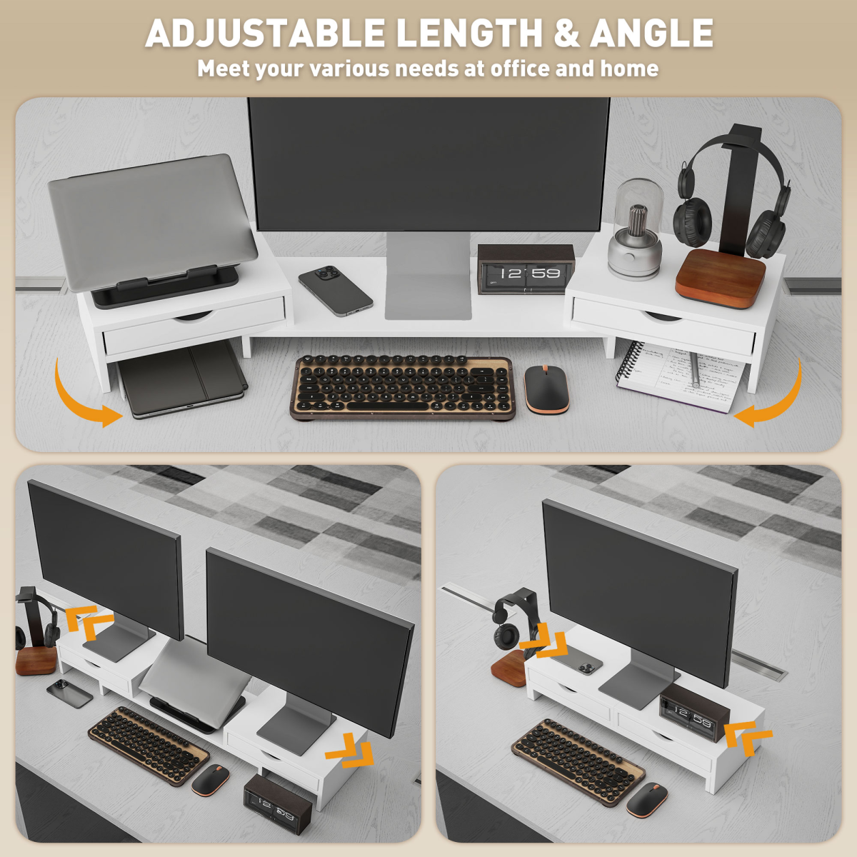 Modular Dual-Monitor Riser with Integrated Drawers & Adjustable Angle - Image 3