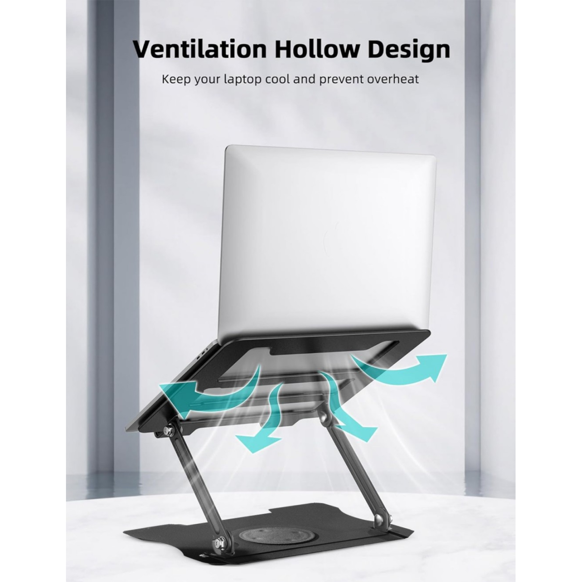 360° Rotating Ergonomic Laptop Riser on Heavy-Duty Aluminium Stand - Image 4