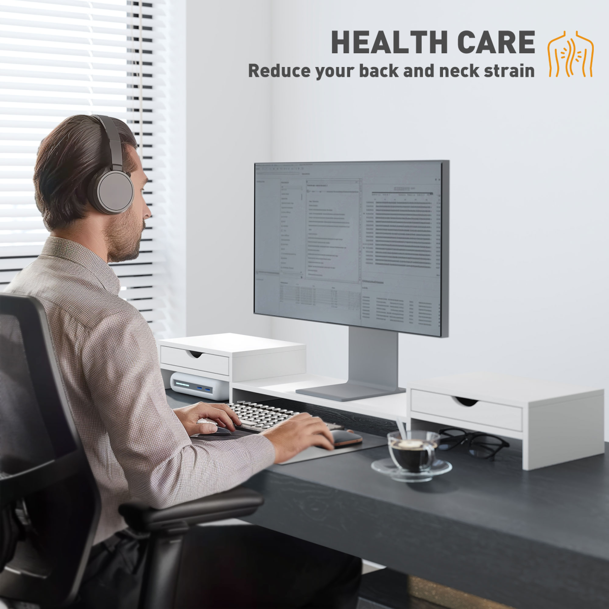 Modular Dual-Monitor Riser with Integrated Drawers & Adjustable Angle - Image 6