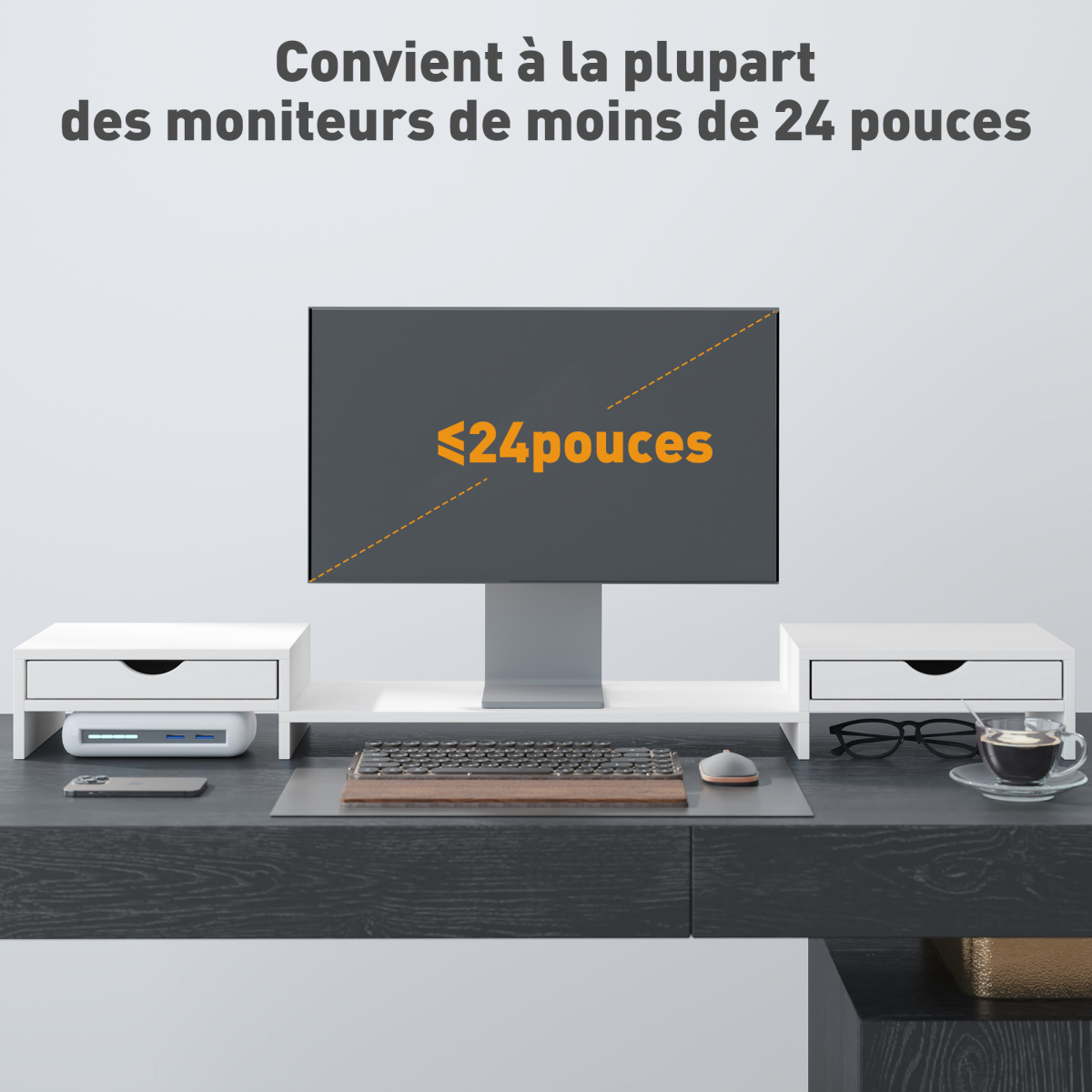 Modular Dual-Monitor Riser with Integrated Drawers & Adjustable Angle - Image 7