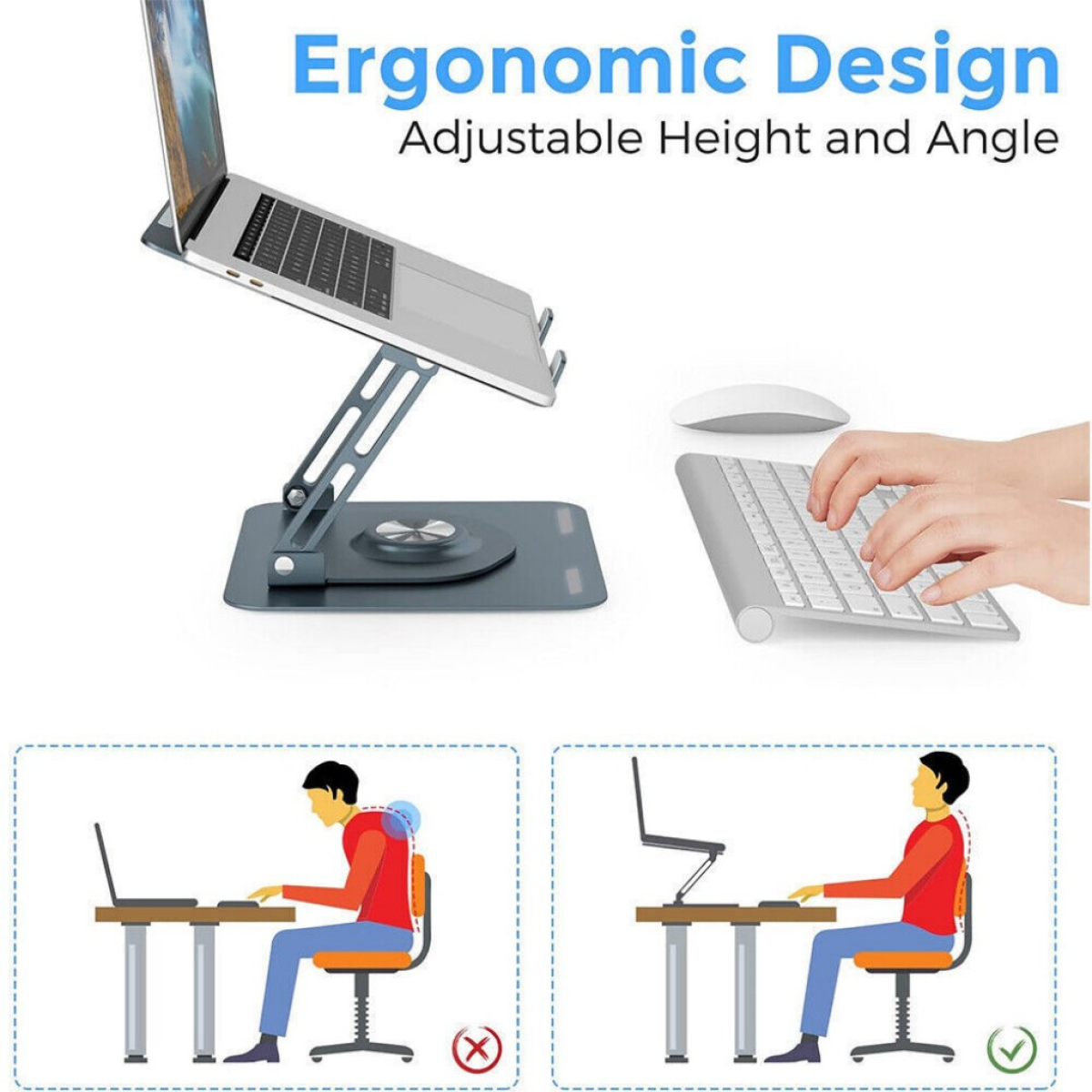360° Rotating Ergonomic Laptop Riser on Heavy-Duty Aluminium Stand - Image 7