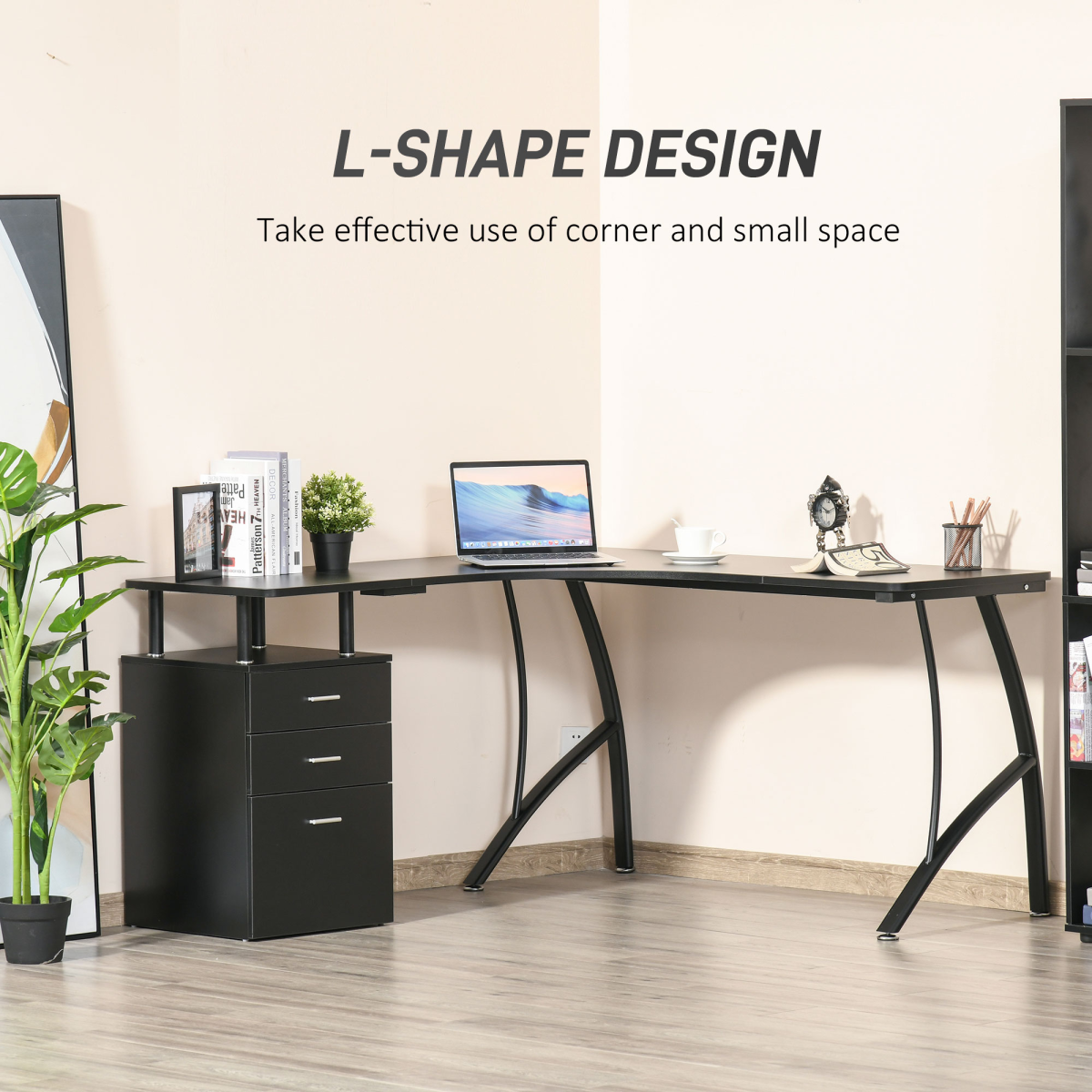 Modular L-Shaped Corner Workstation with Integrated 3-Drawer Storage - Image 7