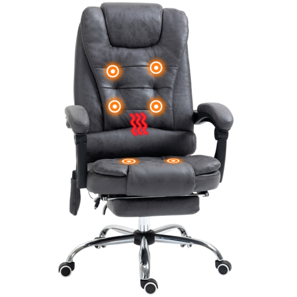 Executive High-Back Heated Massage Desk Chair with Retractable Footrest