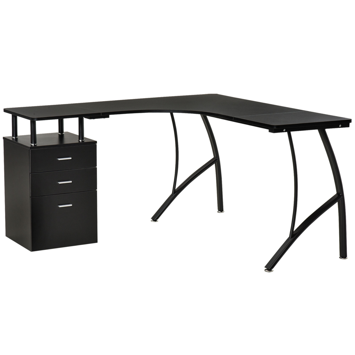 Modular L-Shaped Corner Workstation with Integrated 3-Drawer Storage
